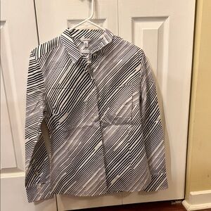 Calvin Klein Black and White Striped Blouse